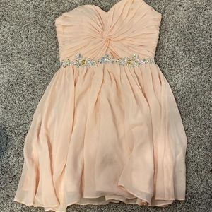 Formal light pink dress with rhinestones